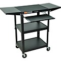 Luxor® Adjustable-Height Steel Multi-Media Cart with Keyboard and Drop-Leaf Shelves, Black