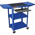 Luxor® Adjustable-Height Steel Multi-Media Cart with Keyboard and Drop-Leaf Shelves, Blue