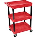 Luxor® Heavy-Duty Mobile Utility Cart; 3-Shelf; Red, 38-1/2Hx24Wx18D