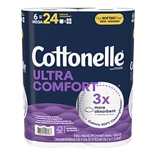 Cottonelle Ultra ComfortCare 2-Ply Standard Toilet Paper, White, 268 Sheets/Roll, 6 Mega Rolls/Pack