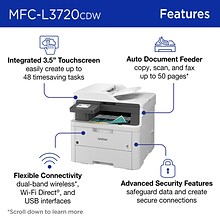 Brother MFC-L3720CDW Laser Printer, All-In-One, Print, Scan, Copy, Fax