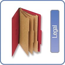 Quill Brand® 2/5-Cut Tab Pressboard Classification File Folders, 3-Partitions, 8-Fasteners, Legal, R