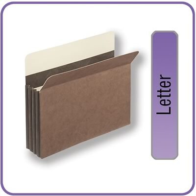 Quill Brand® Heavy-Duty Reinforced Expanding File Pockets, 3-1/2 Expansion. Letter Size, 10/Box (7C1524H)