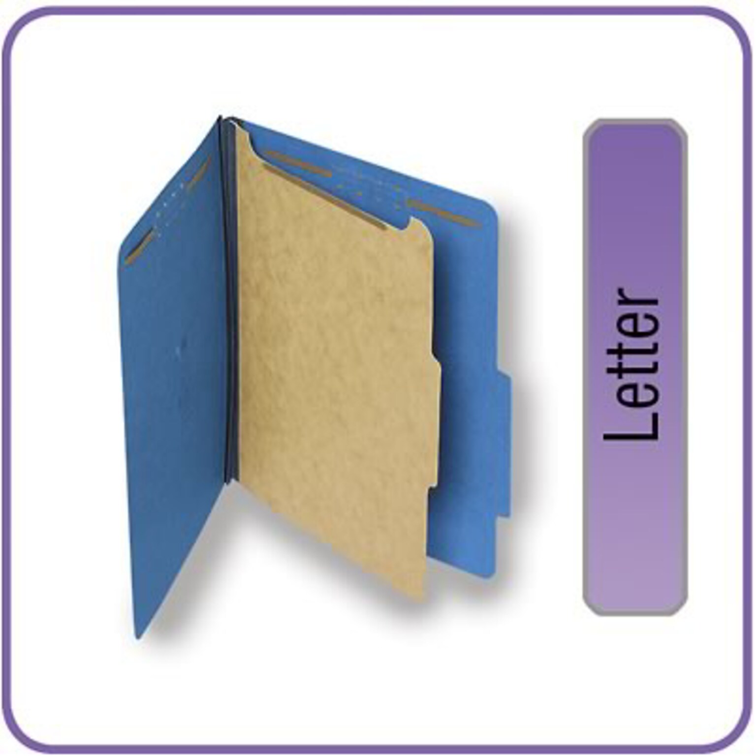 Quill Brand® 2/5-Cut Tab Pressboard Classification File Folders, 1-Partition, 4-Fasteners, Letter, Blue, 15/Box (746026)