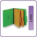 Quill Brand® 2/5-Cut Pressboard Classification Folders with Pockets, 2-Partitions, 6-Fasteners, Letter, Green, 15/Box (736034)