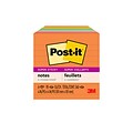 Post-it Super Sticky Notes, 4 x 4, Energy Boost Collection, Lined, 90 Sheet/Pad, 6 Pads/Pack (6756