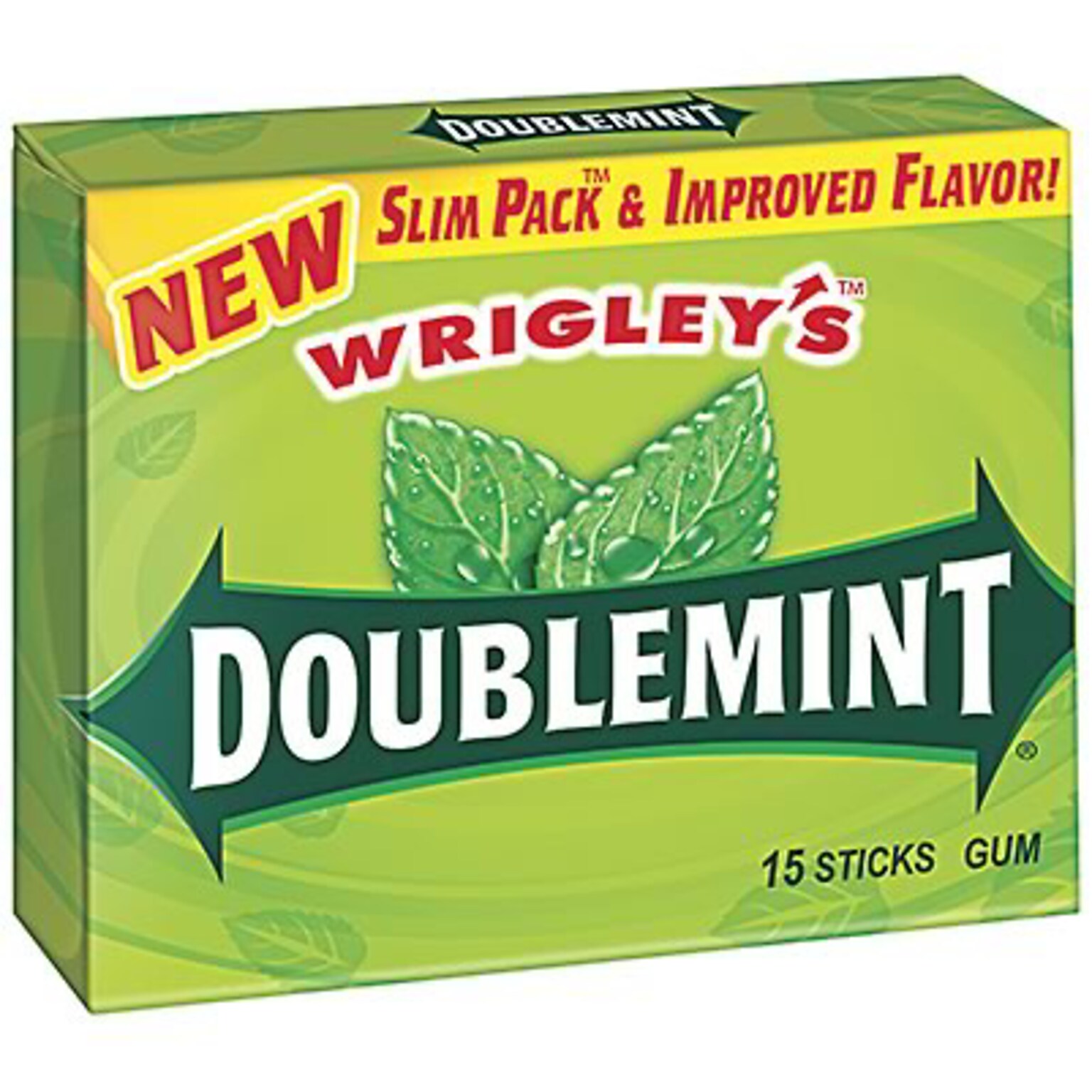 Wrigleys Slim Pack™ Doublemint® Gum; 15 Sticks/PK, 10 Packs/BX
