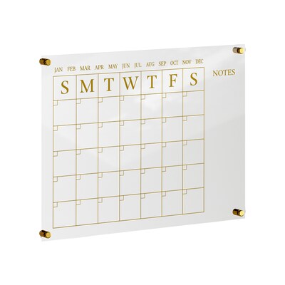 Martha Stewart Grayson Acrylic Gold Print Dry Erase Wall Calendar with Notes, 24 x 18 (BRAC4560GDC
