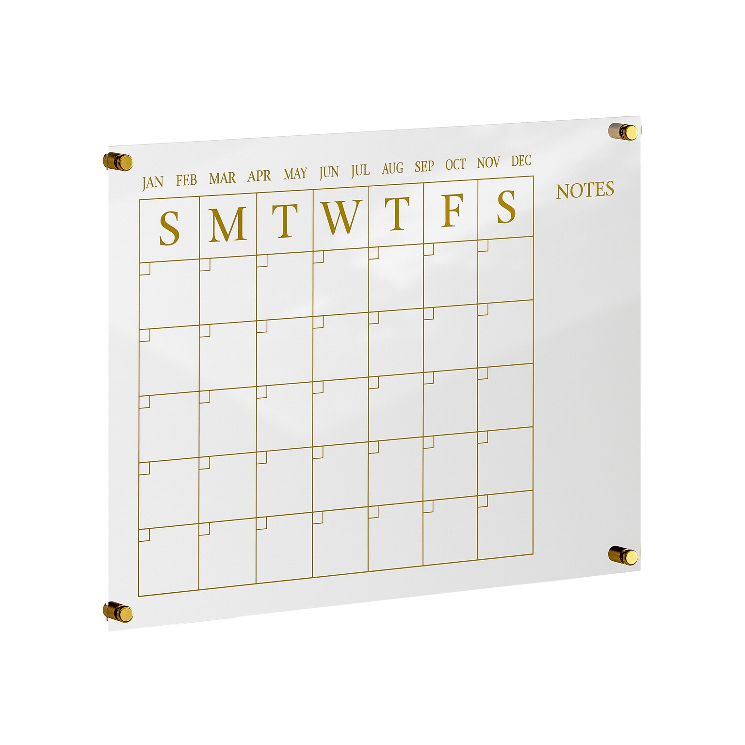 Martha Stewart Grayson Acrylic Gold Print Dry Erase Wall Calendar with Notes, 24 x 18 (BRAC4560GDCGD)