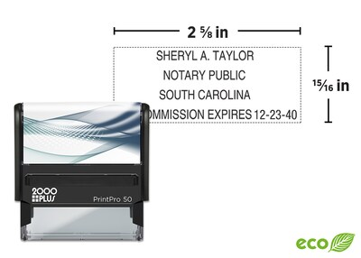 Custom 2000 Plus® PrintPro™ 50 Self-Inking Notary Stamp, 15/16 x 2-11/16