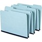 Quill Brand® Heavy-duty Pressboard File Folders, Assorted Tabs, 1/3 Cut , 2" Gusset, Letter Size, Blue, 25/Box (761522R)