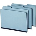 Quill Brand® Heavy-duty Pressboard File Folders, Assorted Tabs, 1/3 Cut , 1 Gusset, Letter Size, Bl