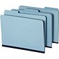 Quill Brand® Heavy-duty Pressboard File Folders, Assorted Tabs, 1/3 Cut , 1" Gusset, Letter Size, Blue, 25/Box (761521R)