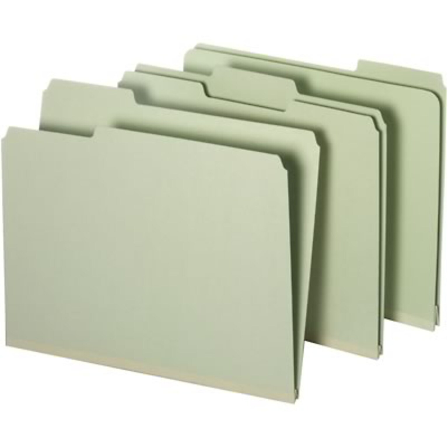 Quill Brand® Heavy-duty Pressboard File Folders, 1/3 Cut, Letter Size, Assorted Tabs, 2 Gusset, Light Green, 25/Box (713234R)
