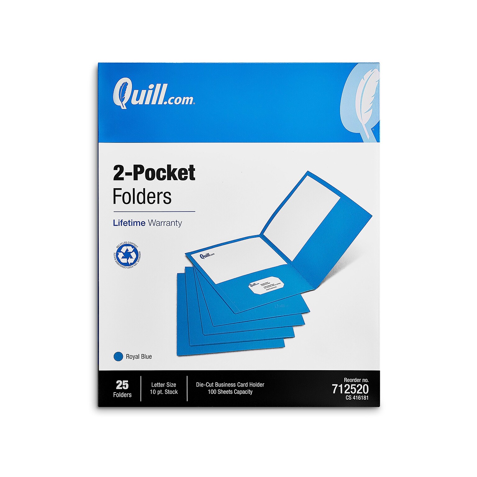 Quill Brand® 2-Pocket Folders, Blue, 25/Box (712520)