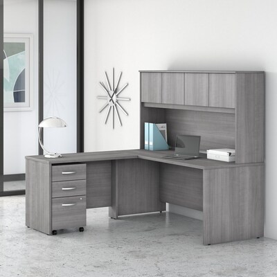 Bush Business Furniture Studio C 72W L Shaped Desk with Hutch, Mobile File Cabinet and Return, Plat