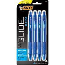 BIC Glide Bold Retractable Ballpoint Pen, Bold Point, Blue Ink, 4/Pack (VLGBP41-BLU)