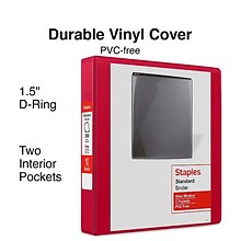 Standard 1.5 3 Ring View Binder with D-Rings, Red (58652)