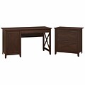 Bush Furniture Key West 54W Computer Desk with Storage and 2 Drawer Lateral File Cabinet, Bing Cher