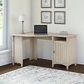Bush Furniture Salinas 55W Corner Desk with Storage, Antique White (SAD155AW-03)