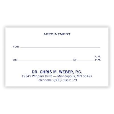 Custom Full Color Appointment Cards, Warm White Linen 80#, Raised Ink, 1-Sided, 250/Pk