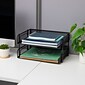 Mind Reader 2-Tier Stackable Paper Desk Tray, File Storage, Metal, Black, 2/Pack (ESTACK2-BLK)