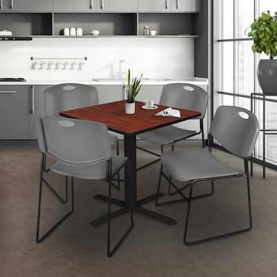 Regency 36-inch Square Laminate Table with 4 Chairs, Gray (TB3636CH44GY)