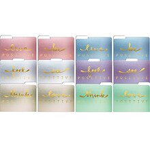 Better Office Gold Foil Positive Thoughts Heavyweight File Folders, 1/3-Cut Tab, Letter Size, Assort