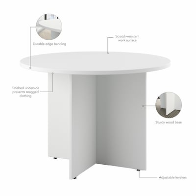 Bush Business Furniture 42W Round Conference Table with Wood Base, White (99TB42RWH)