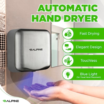 Alpine Industries Hemlock 220V Automatic Hand Dryer, Stainless Steel (400-20-SSB)
