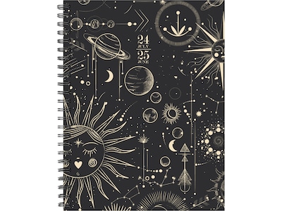 2024-2025 Willow Creek Celestial 6.5 x 8.5 Academic Weekly & Monthly Planner, Paper Cover, Black/G