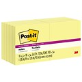 Post-it Super Sticky Notes, 3 x 3, Canary Collection, 90 Sheet/Pad, 10 Pads/Pack (654-10SSCY)