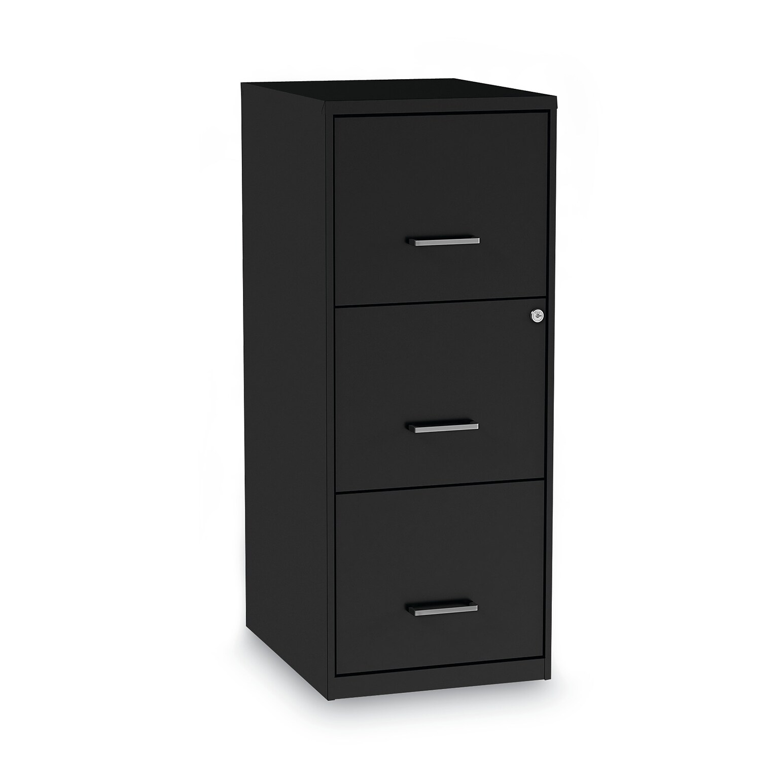 Alera® Soho 3 File-Drawer Vertical Standard File Cabinet, Letter Size, Lockable, 34.9H x 14W x 18D, Black (2806770)