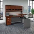 Bush Business Furniture Westfield 72W 3 Position Sit to Stand L Desk w/ Hutch and File Cabinet, Han