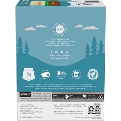 Caribou Coffee Caribou Blend Decaf Coffee, Medium Roast, 0.41 oz. Keurig® K-Cup® Pods, 24/Box (6995)