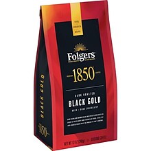 Folgers 1850 Black Gold Caffeinated Ground Coffee, Dark Roast, 12 oz. (SMU60516)