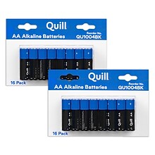 Quill Alkaline AA Batteries 32/Pack