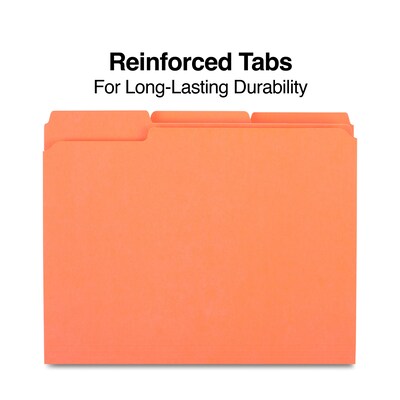 Staples Reinforced File Folder, 1/3-Cut Tab, Letter Size, Orange, 100/Box (ST508929-CC)