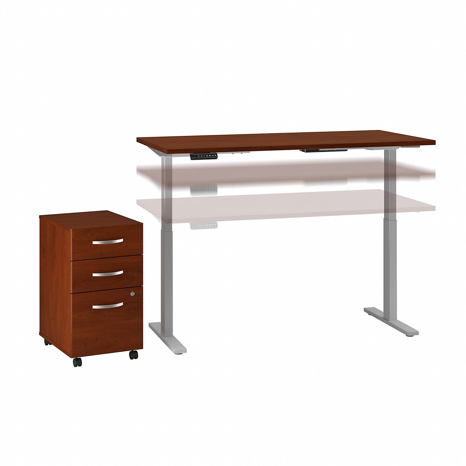 Bush Business Furniture Move 60 Series 60W Electric Height Adjustable Standing Desk with Storage, Hansen Cherry (M6S011HC)
