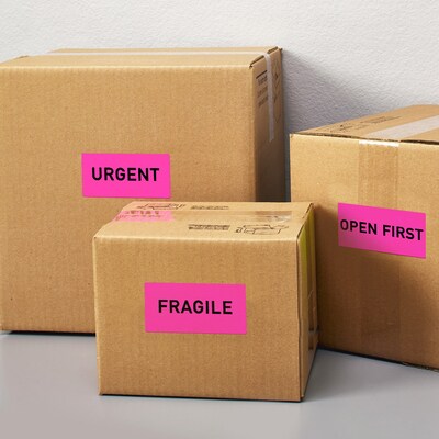 Avery Sure Feed Laser Shipping Labels, 2x 4, Neon Pink, 10 Labels/Sheet, 100 Sheets/Box (5974)