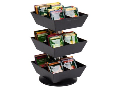 Mind Reader Anchor Collection 12-Compartment Plastic Tea and Condiment Carousel, Black (TEASWIV3T-BLK)
