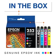 Epson T252 Black/Cyan/Magenta/Yellow Standard Yield Ink Cartridge, 4/Pack (T252120-BCS)