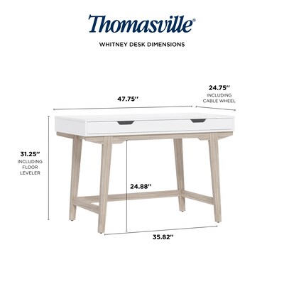 Thomasville Furniture Whitney 48"W Writing Desk, Snowy White (SPLS-WH48D-TV)