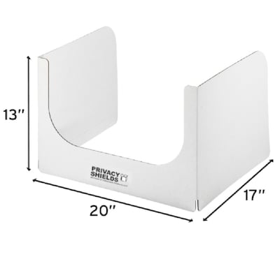 Classroom Products Foldable Cardboard Freestanding Privacy Shield, 13"H x 20"W, White, 20/Box (WS1320 WH)