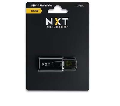 NXT Technologies 128GB USB 3.2 Type-A Flash Drive, Black (NX61119)