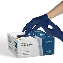 FifthPulse Powder Free Nitrile Gloves, Latex Free, Medium, Navy Blue, 50/Box (FMN100179)