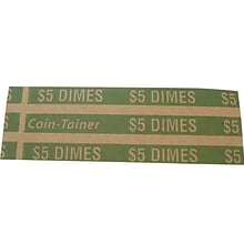 CONTROLTEK $5 Dime Wrapper, Kraft/Green, 1000/Box (560044)