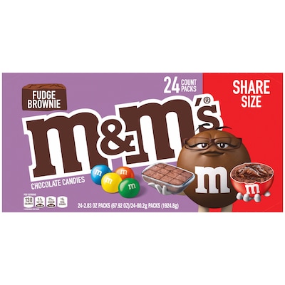 M&Ms Share Size Fudge Brownie Milk Chocolate Pieces, 2.83 oz., 24/Box (MMM55544)