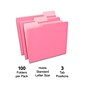 Quill Brand® Interior File Folders, 1/3-Cut, Letter Size, Pink, 100/Box (7391PK)