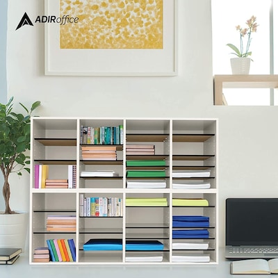 AdirOffice 500 24-Compartment Literature Organizers, 39.3" x 11.8", White (500-24-WHI-2PK)